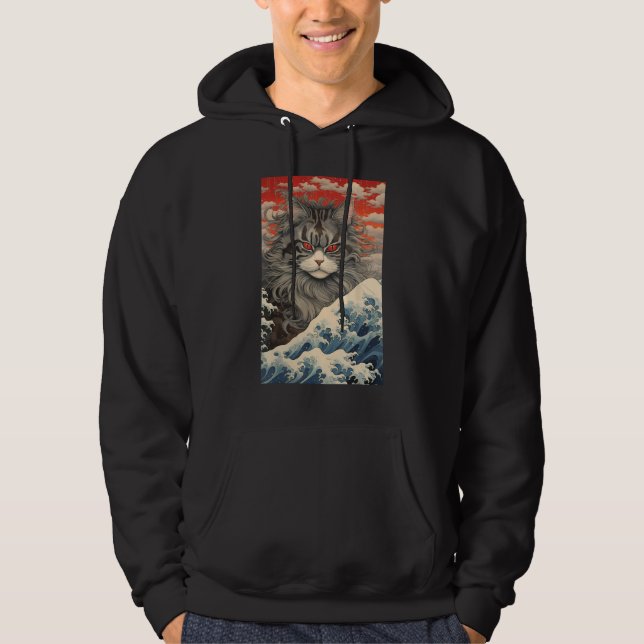 Sudadera Maine Coon Cat Aesthetic Japanese Ukiyo e 1 (Anverso)