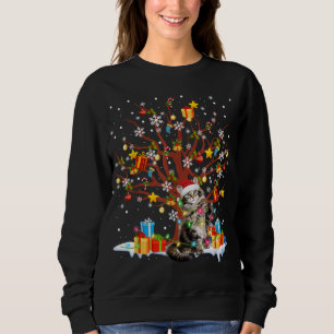 Sudadera Maine Coon Cat Árbol de navidad luces decoro adorn