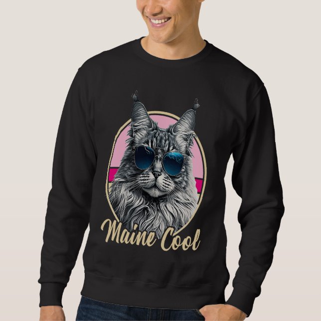 Sudadera Maine Coon Cat Retro Outfit Maine Cool Animal Kitt (Anverso)