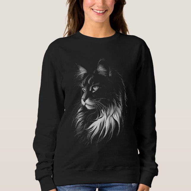 Sudadera Maine Coon Cat Women's Black Sweatshirt (Anverso)