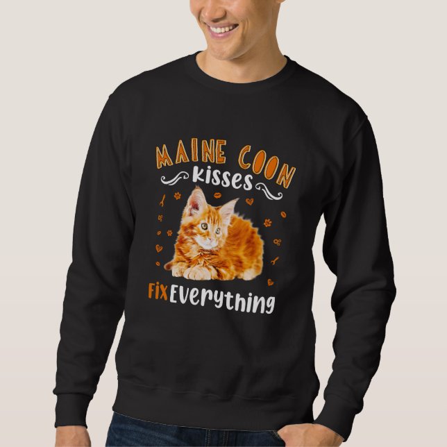 Sudadera Maine Coon Kisses Arreglen Todo, Cute Maine Coon  (Anverso)