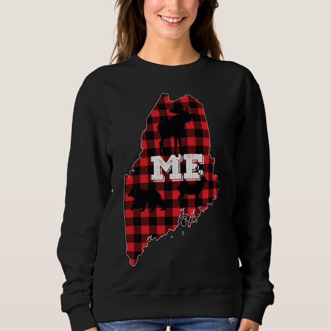 Sudadera Maine ME Estado Red Plaid Fill Moose Hunding Chris (Anverso)