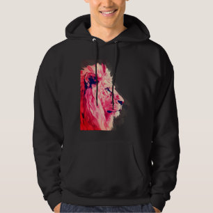 Sudadera Majestad de León Rosa sobre Lienzo Negro