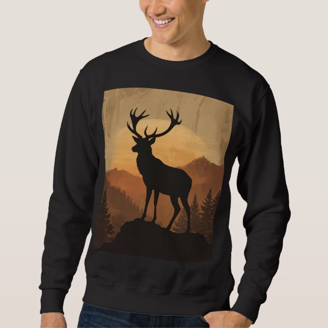 Sudadera Majestic Stag Deer Silhouette at Sunset (Anverso)