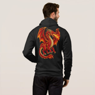Sudadera Majestuoso dragón de fuego estampado en parte dela