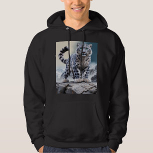 Sudadera Majestuoso leopardo de la nieve en el precipicio r