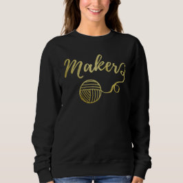 Sudadera Maker ・ Yarn & Crafts Typography Faux Gold
