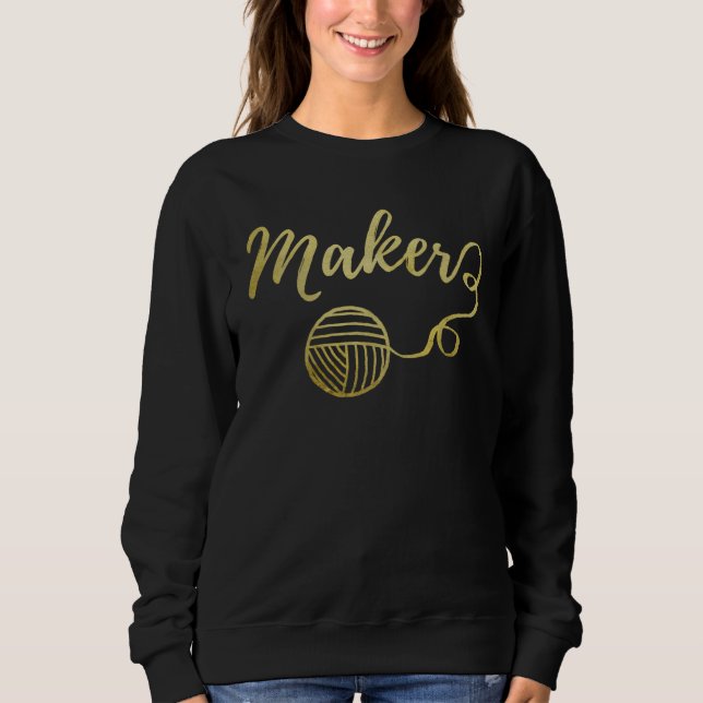 Sudadera Maker ・ Yarn & Crafts Typography Faux Gold (Anverso)