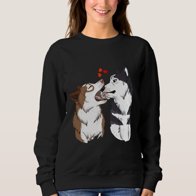 Sudadera Malamute Husky Jugando En San Valentín (Anverso)