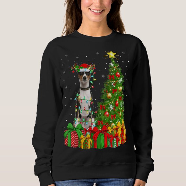 Sudadera Malamute Perro iluminando árbol de navidad Santa H (Anverso)