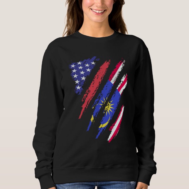 Sudadera Malaysian American Patriot Grown Heart Flag Stripe (Anverso)