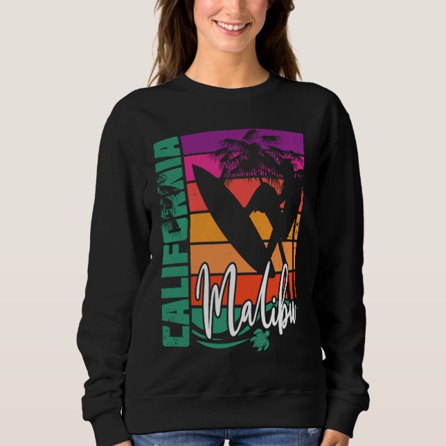 Sudadera Malibu California Retro Sunset Beach Surfer Surfin (Anverso)
