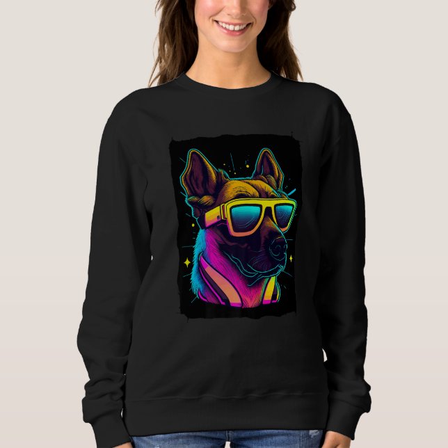 Sudadera Malinois Dog with Sunglasses Premium (Anverso)