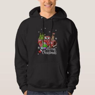 Sudadera Malinois montando camión rojo Navidad Feliz Navida