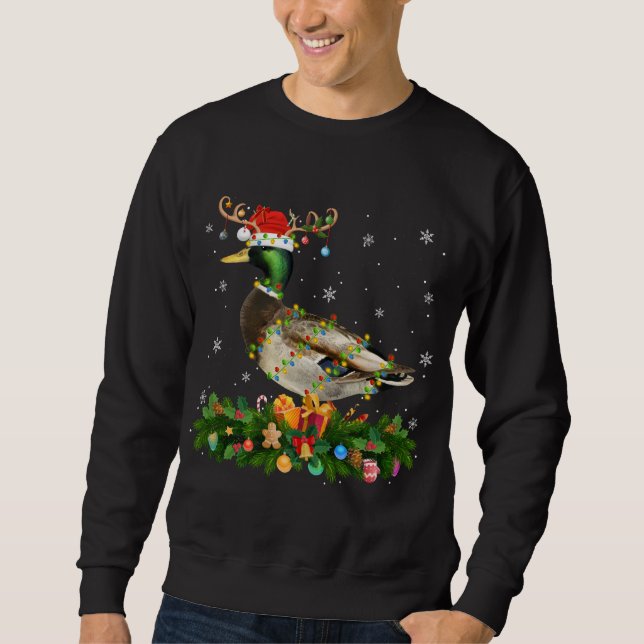 Sudadera Mallard Duck Lover Reindeer Santa Hat Mallard Chri (Anverso)