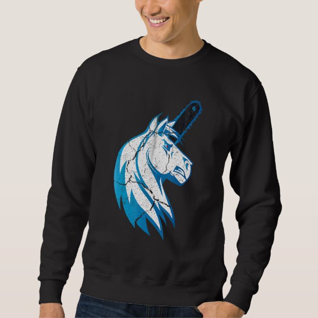 Sudadera Malo Unicornio De Caballos Con Cháinsaw Y Flores A (Anverso)