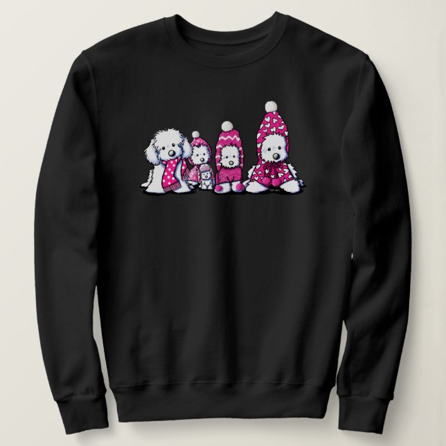 Sudadera Maltés de invierno en rosa (Anverso del diseño)