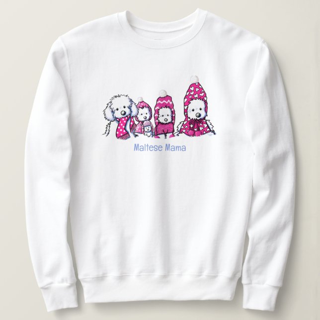 Sudadera Maltés invernal nevado en rosa (Anverso del diseño)