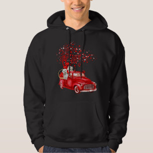 Sudadera Maltés Montando Camión Rojo Valentine Mariposa Cor