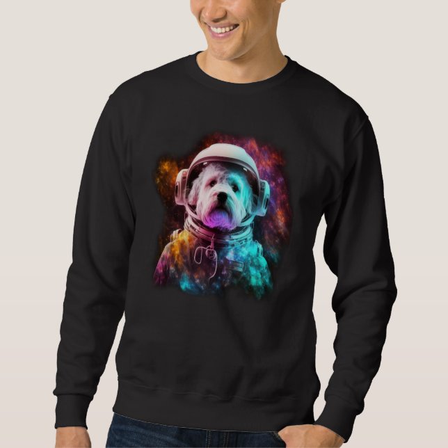 Sudadera Maltese Astronaut Dog Colorful Outer Space Explore (Anverso)