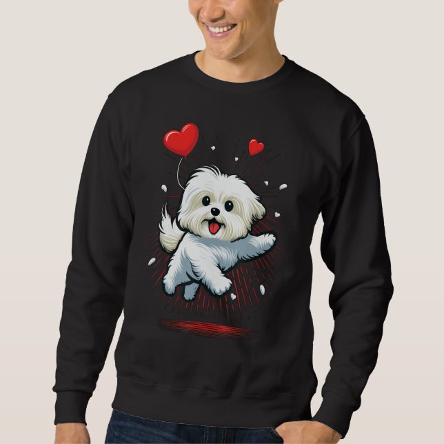 Sudadera Maltese dog Love Heart for Valentines Day Maltese  (Anverso)