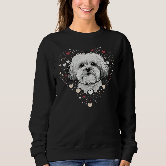 Sudadera Maltese dog Love Heart for Valentines Day Maltese  (Anverso)