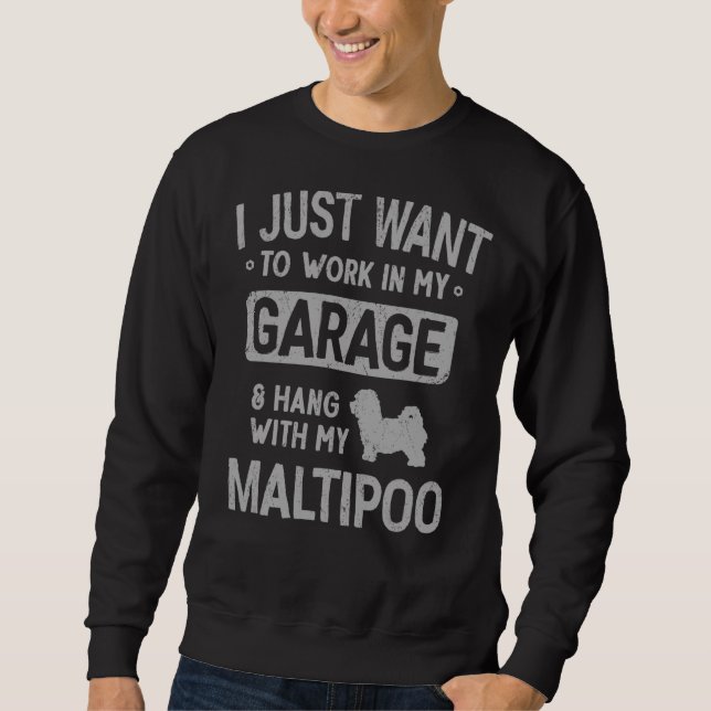 Sudadera Maltipoo Dad Garage Men Hang With (Anverso)