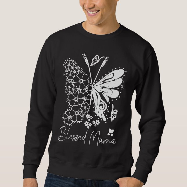 Sudadera Mamá Afortunada Cute Mariposa Imprimir Vida De Mam (Anverso)