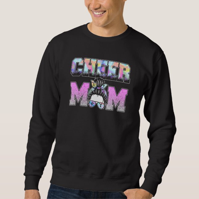 Sudadera Mamá animadora a Mama Messy Bun Leopard Moth (Anverso)