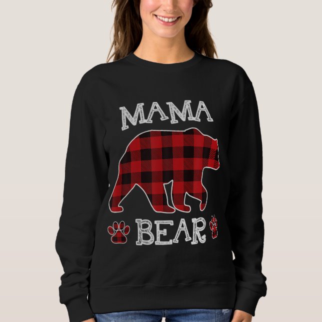 Sudadera Mama Bear Navidades Pajama Red Plaid Buffalo Famil (Anverso)