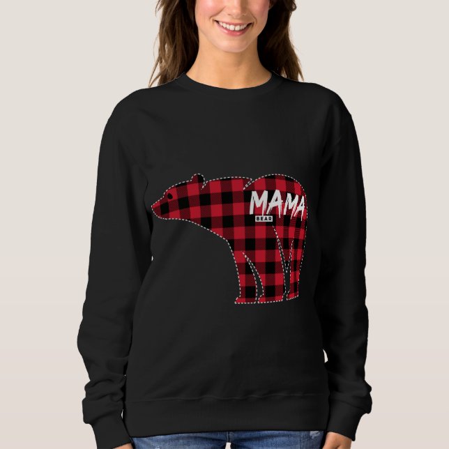 Sudadera Mama Bear Red Plaid Matando A Navidades De Familia (Anverso)