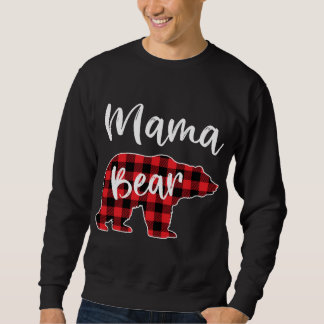 Sudadera Mama Bear Red Plaid Pajama Familia Navidades