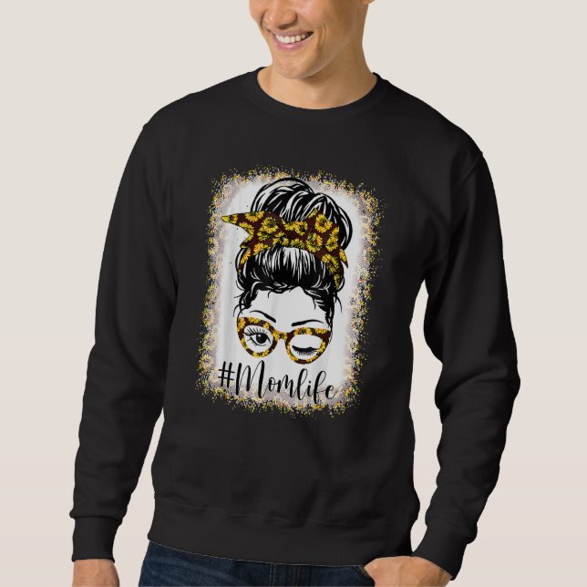 Sudadera Mamá blanqueada vive girasol desordenado Día de la (Anverso)