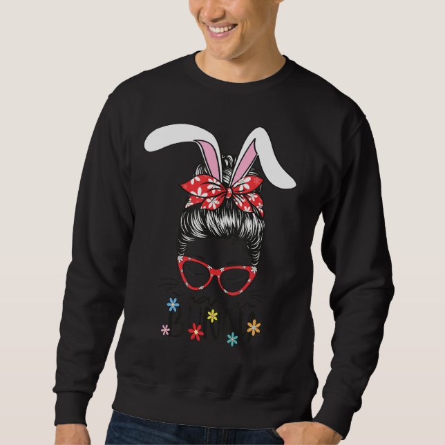 Sudadera Mama Bunny Messy Bun Happy Easter (Anverso)