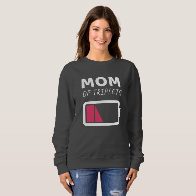 Sudadera Mamá cansada del Día de la Madre Triplets (Anverso completo)