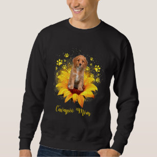 Sudadera Mamá Cavapoo Girasol Con Huella De Perro Día De La