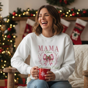 Sudadera Mama Claus Christmas Club Lazo Coqueto Rosa