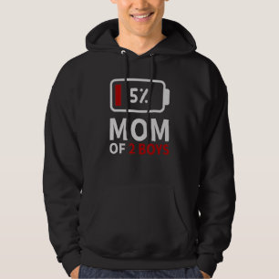 Sudadera Mamá de 2 chicos con batería baja cansada mamá hum