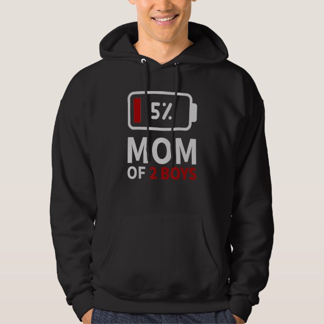 Sudadera Mamá de 2 chicos con batería baja cansada mamá hum (Anverso)