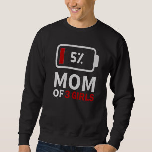 Sudadera Mamá de 3 Chicas batería baja cansada mamá humor f