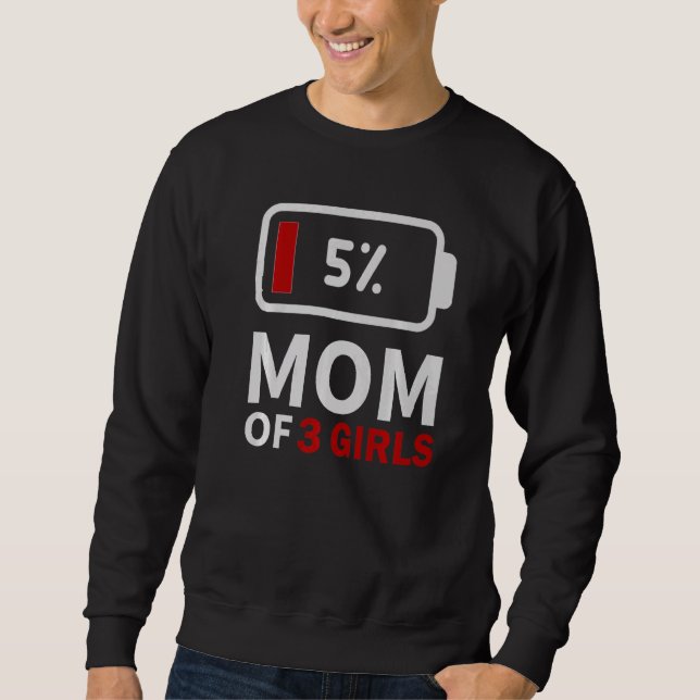 Sudadera Mamá de 3 Chicas batería baja cansada mamá humor f (Anverso)