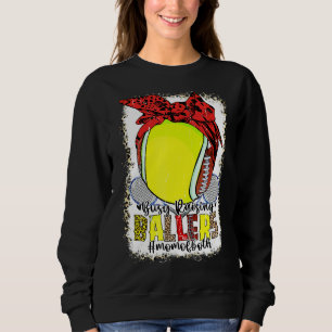 Sudadera Mamá De Ambos Tenis De Fútbol Ocupados Crucando Ba