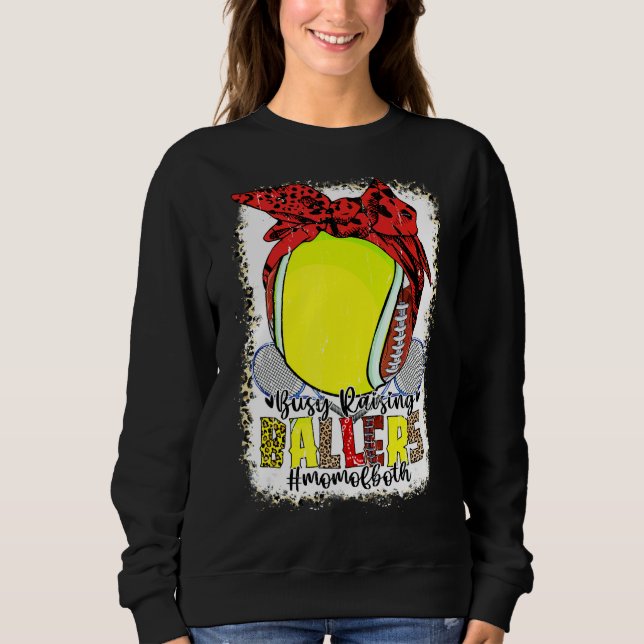 Sudadera Mamá De Ambos Tenis De Fútbol Ocupados Crucando Ba (Anverso)