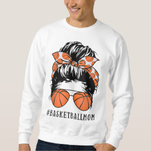 Sudadera Mamá de baloncesto Messy Bun Orgulloso Mamá Balonc