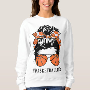 Sudadera Mamá de baloncesto Messy Bun Orgulloso Mamá Balonc
