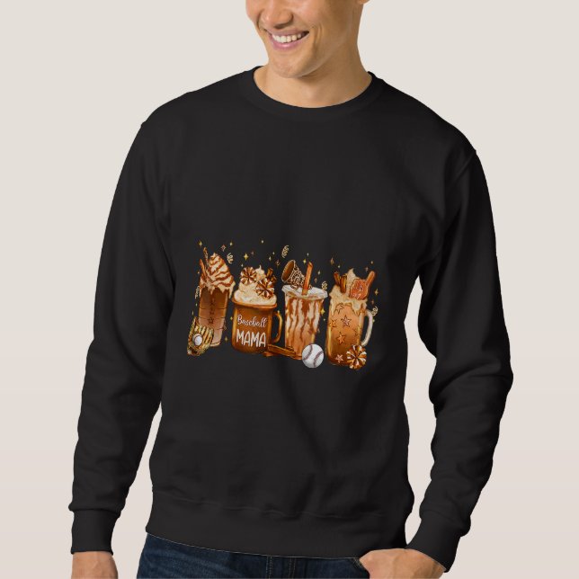 Sudadera Mamá de béisbol Café con leche de otoño Ropa de ot (Anverso)
