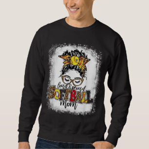 Sudadera Mamá de béisbol fuerte y orgullosa Messy Bun Hair