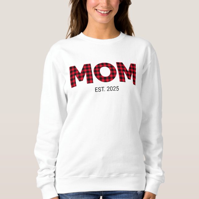 Sudadera Mamá de Cuadro Moderno de Búfalo Fecha de Establec (Anverso)