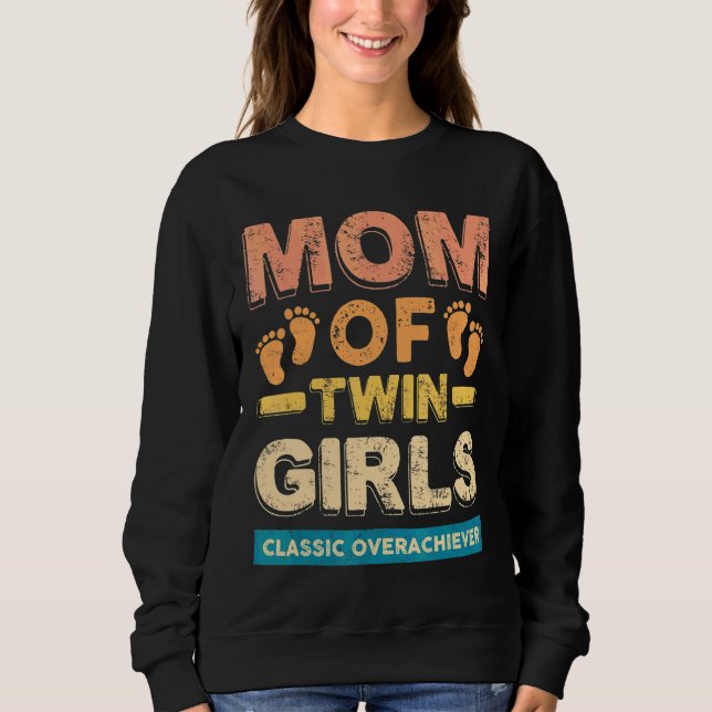 Sudadera Mamá De Dos Chicas Gemelos Clásico Sobreviviente T (Anverso)