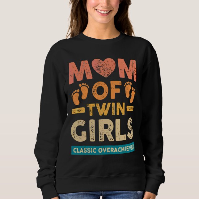 Sudadera Mamá De Dos Chicas Gemelos Clásico Sobreviviente T (Anverso)